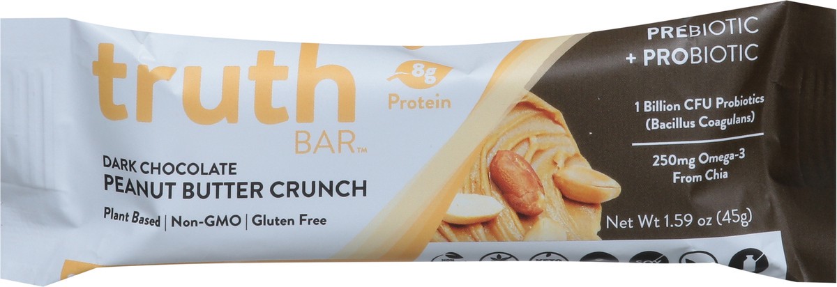 slide 11 of 14, Truth Bar Dark Chocolate Peanut Butter Crunch Prebiotic + Probiotic Bar 1.59 oz, 1.59 oz