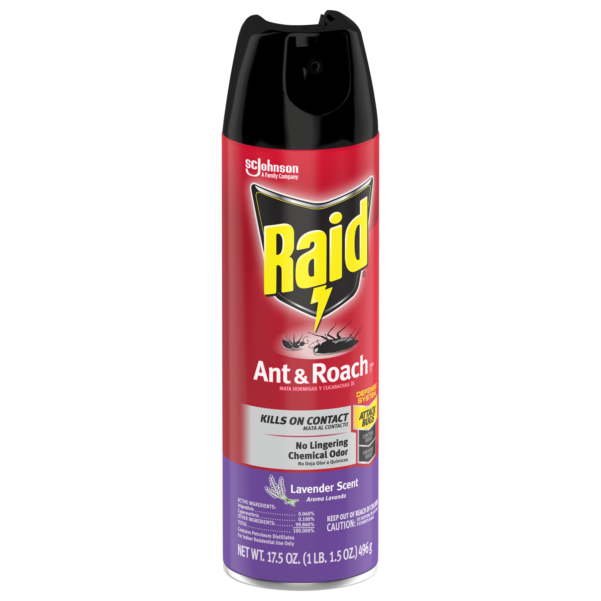 slide 4 of 5, Raid Ant & Roach Killer, Indoor Insecticide, Residual Killing Power, Lavender Scent, 17.5 oz, 17.50 oz