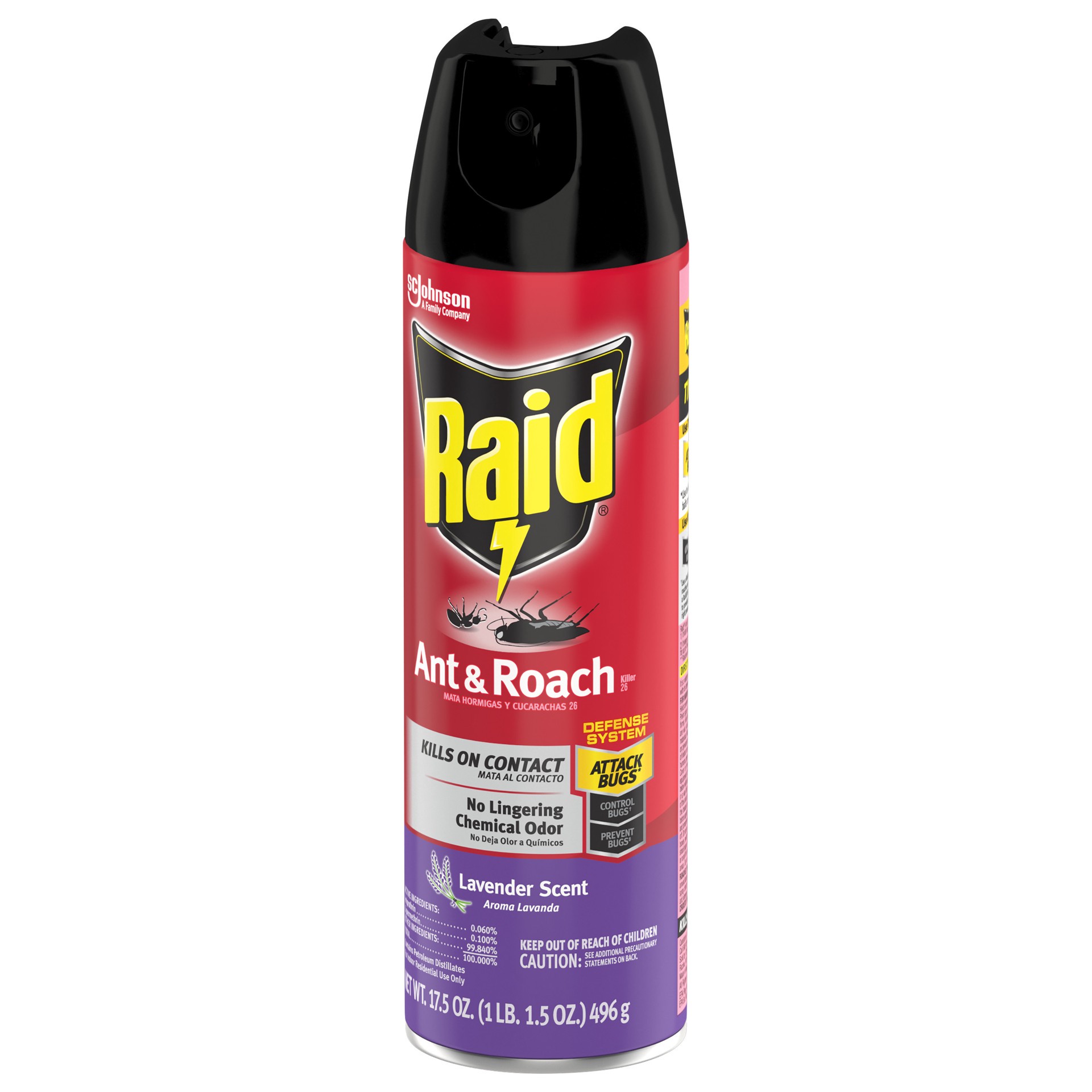 slide 2 of 5, Raid Ant & Roach Killer, Indoor Insecticide, Residual Killing Power, Lavender Scent, 17.5 oz, 17.50 oz