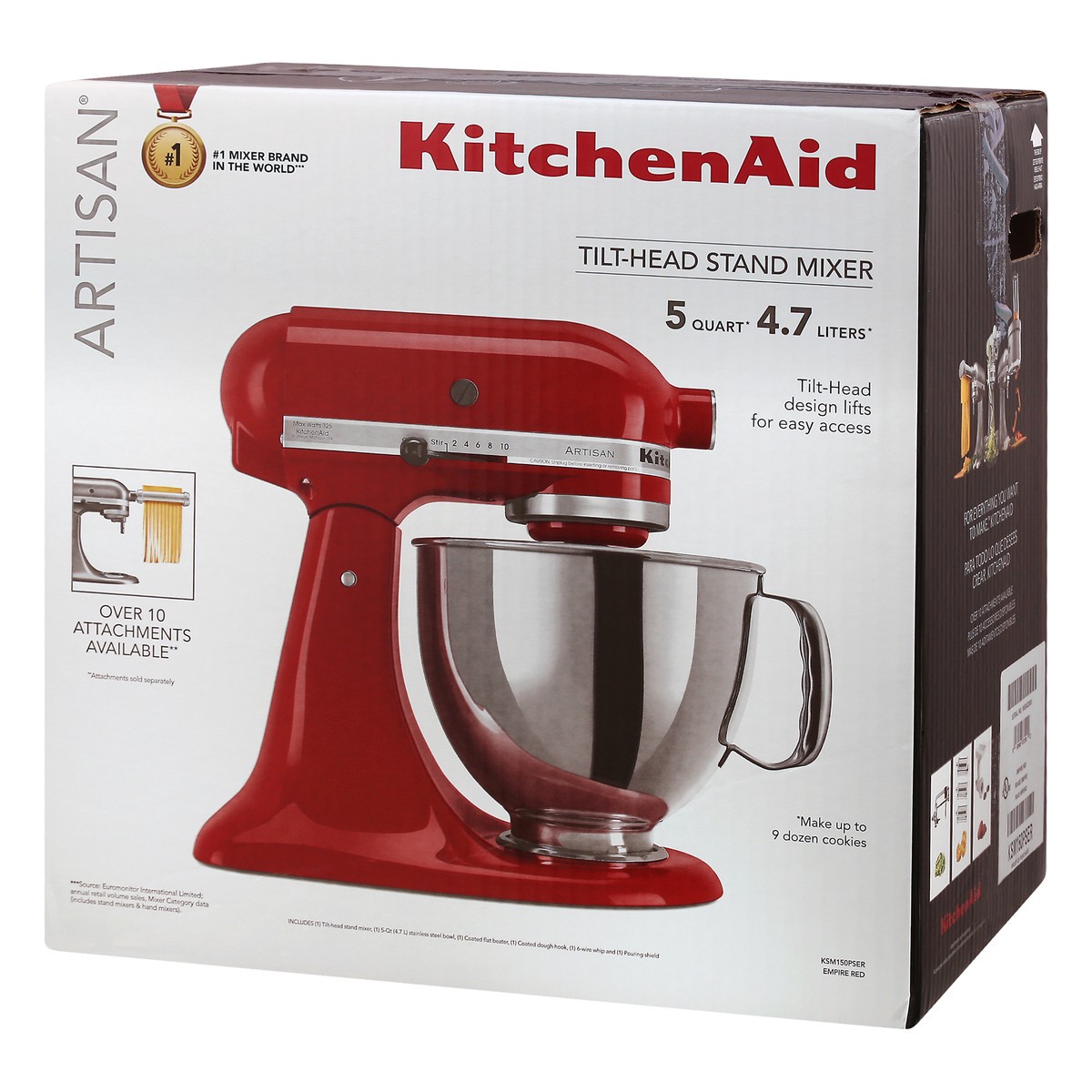 slide 3 of 9, KitchenAid Empire Red 5-Quart Tilt-Head Stand Mixer 1 ea, 1 ct