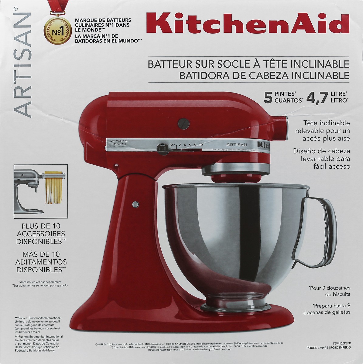 slide 2 of 9, KitchenAid Empire Red 5-Quart Tilt-Head Stand Mixer 1 ea, 1 ct