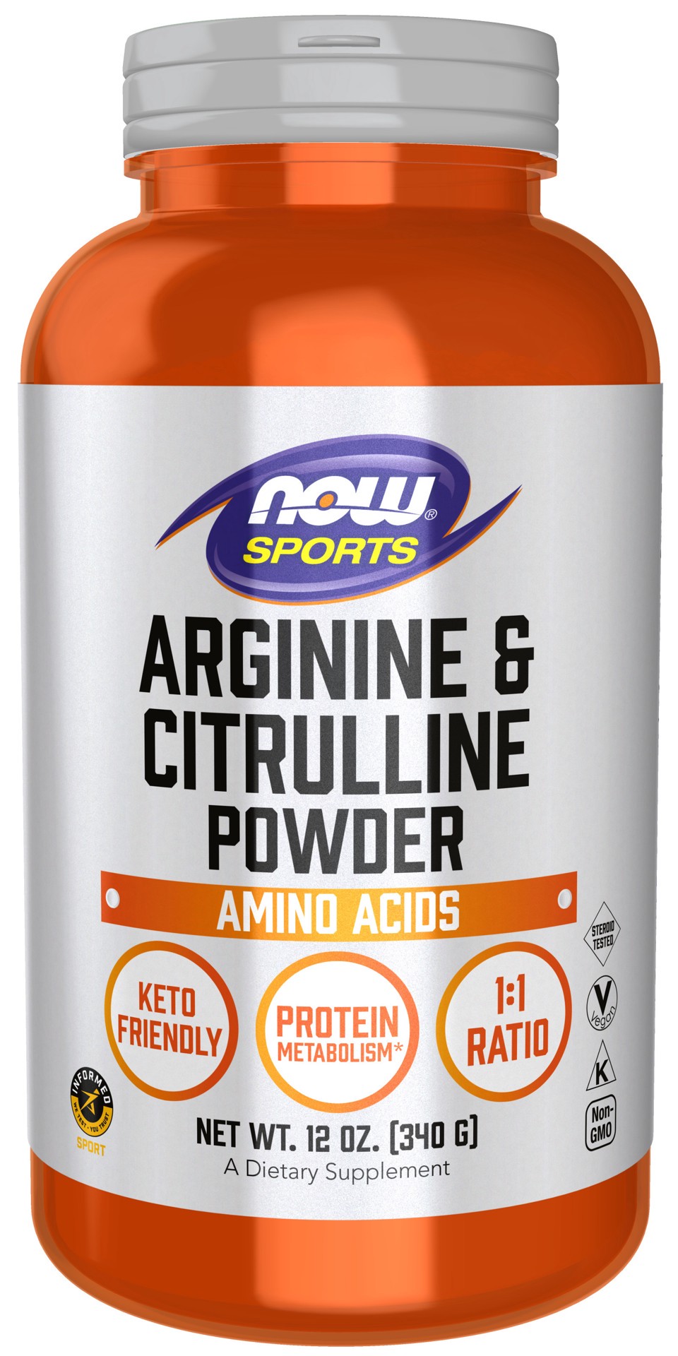 slide 1 of 8, NOW Sports Arginine & Citrulline Powder - 12 oz., 12 oz