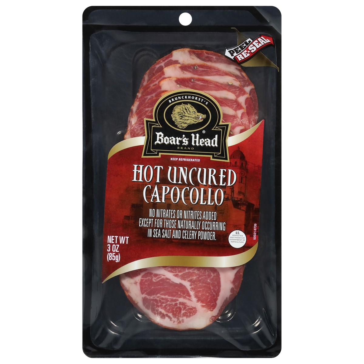 slide 1 of 8, Boar's Head Hot Uncured Capocollo, 3 oz