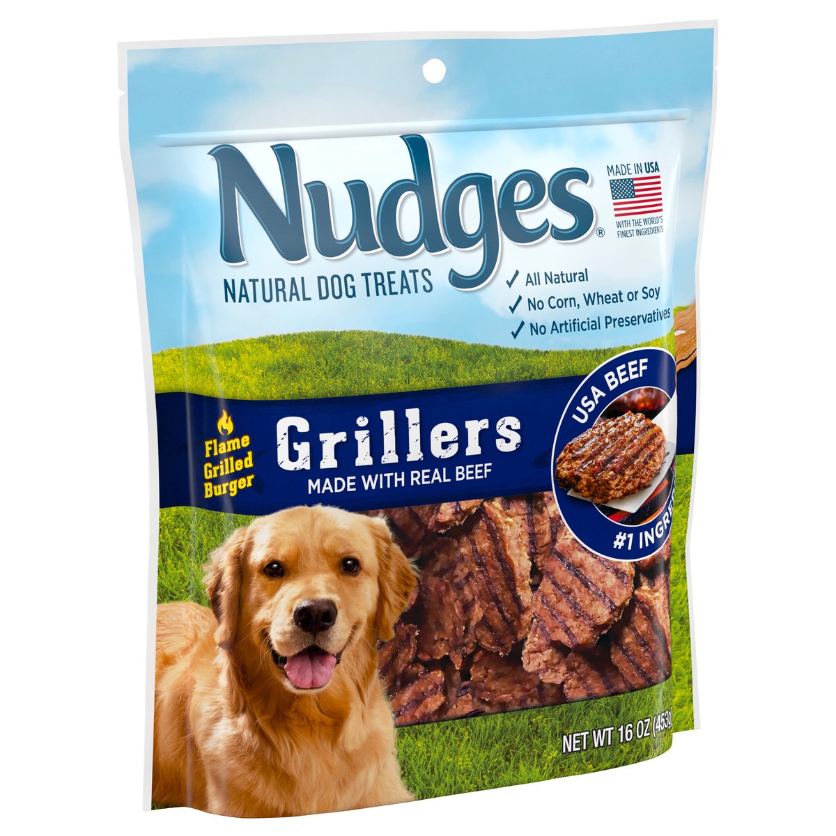 slide 2 of 6, Nudges Grillers Beef Dog Treats 16 oz, 16 oz