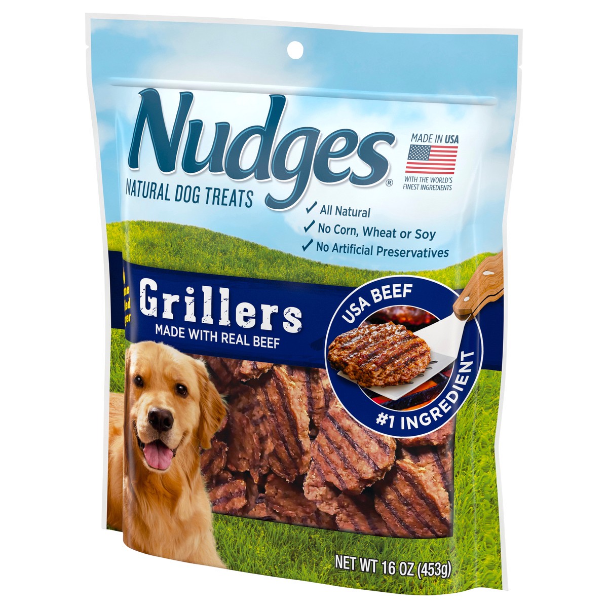 slide 3 of 6, Nudges Grillers Beef Dog Treats 16 oz, 16 oz