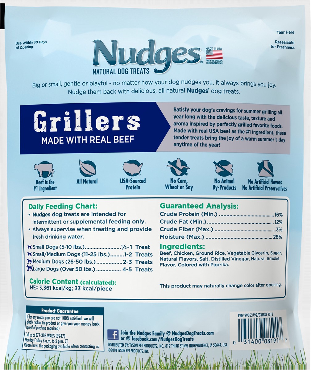 slide 5 of 6, Nudges Grillers Beef Dog Treats 16 oz, 16 oz