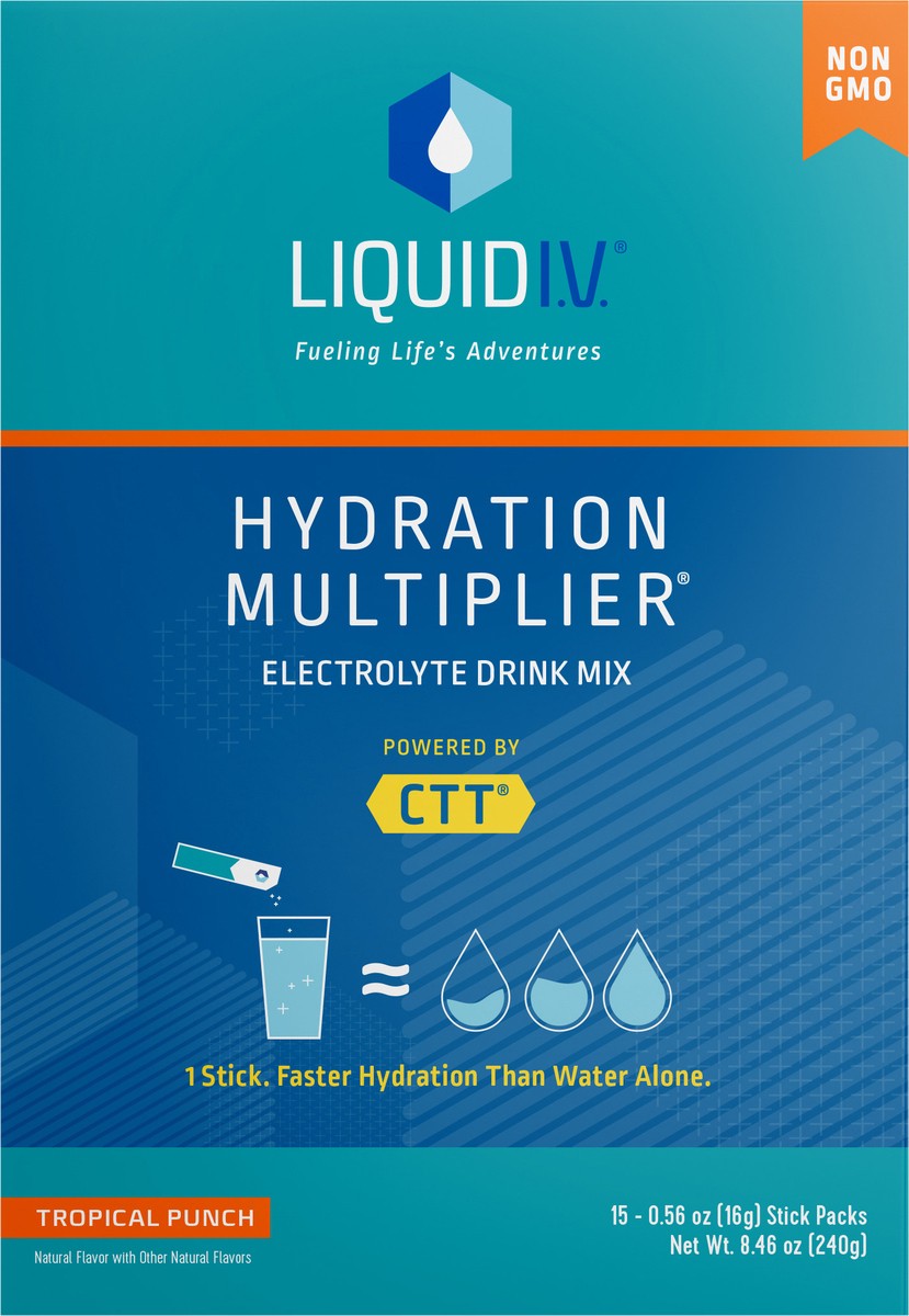 slide 2 of 7, Liquid I.V. Hydration Multiplier Electrolyte Powder Packet Drink Mix, Tropical Punch- 8.4 oz, 8.4 oz