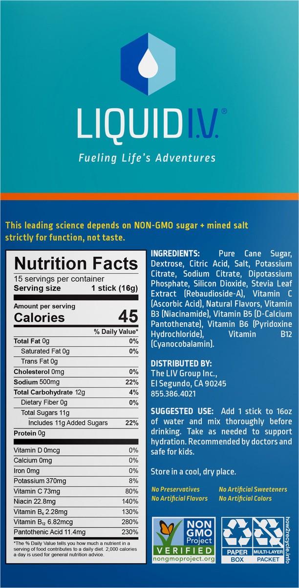 slide 5 of 7, Liquid I.V. Hydration Multiplier Electrolyte Powder Packet Drink Mix, Tropical Punch- 8.4 oz, 8.4 oz