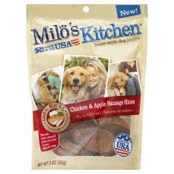 Milo's Kitchen Homestyle Dog Treats Chicken Apple Sausage Slices