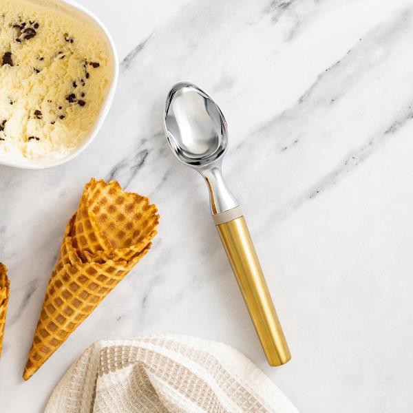 slide 1 of 1, Hy-Vee Seasons Ice Cream Scoop In Gold And Chateau Gray, 1 ct