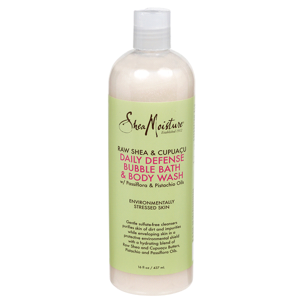 slide 1 of 2, SheaMoisture Raw Shea & Cupuaca Daily Defense Bubble Bath & Body Wash, 16 oz