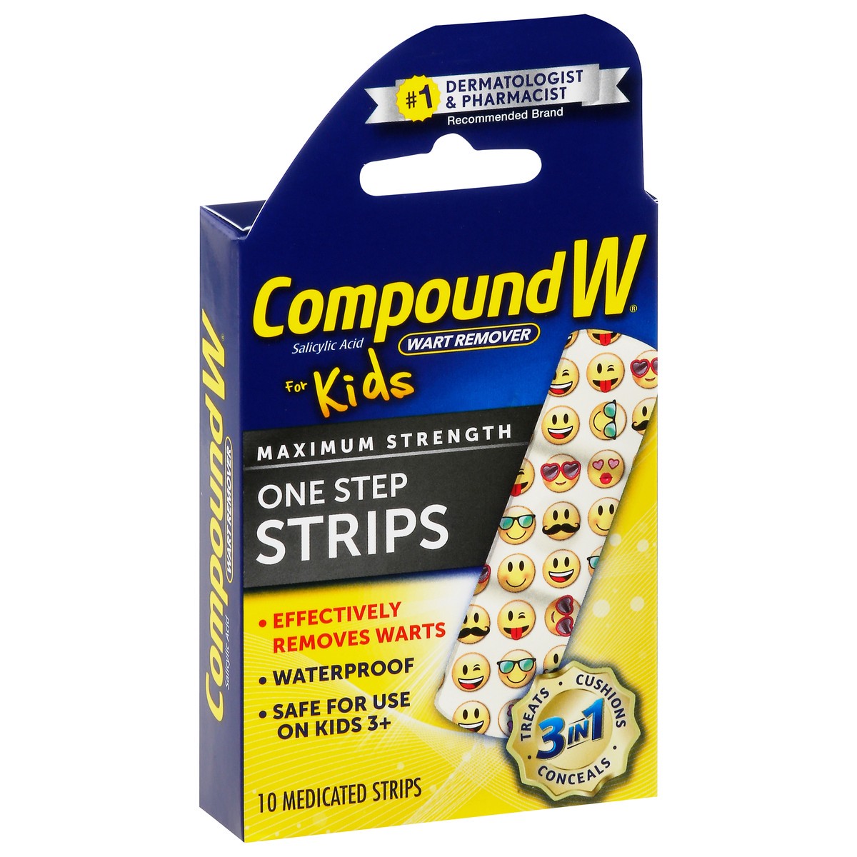 slide 12 of 13, Compound W One Step Wart Remover Strips for Kids, 10 Medicated Strips, 10 ct