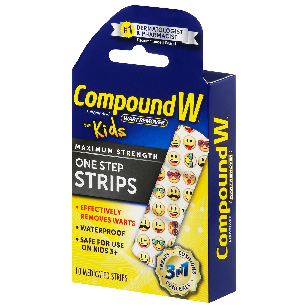 slide 11 of 13, Compound W One Step Wart Remover Strips for Kids, 10 Medicated Strips, 10 ct