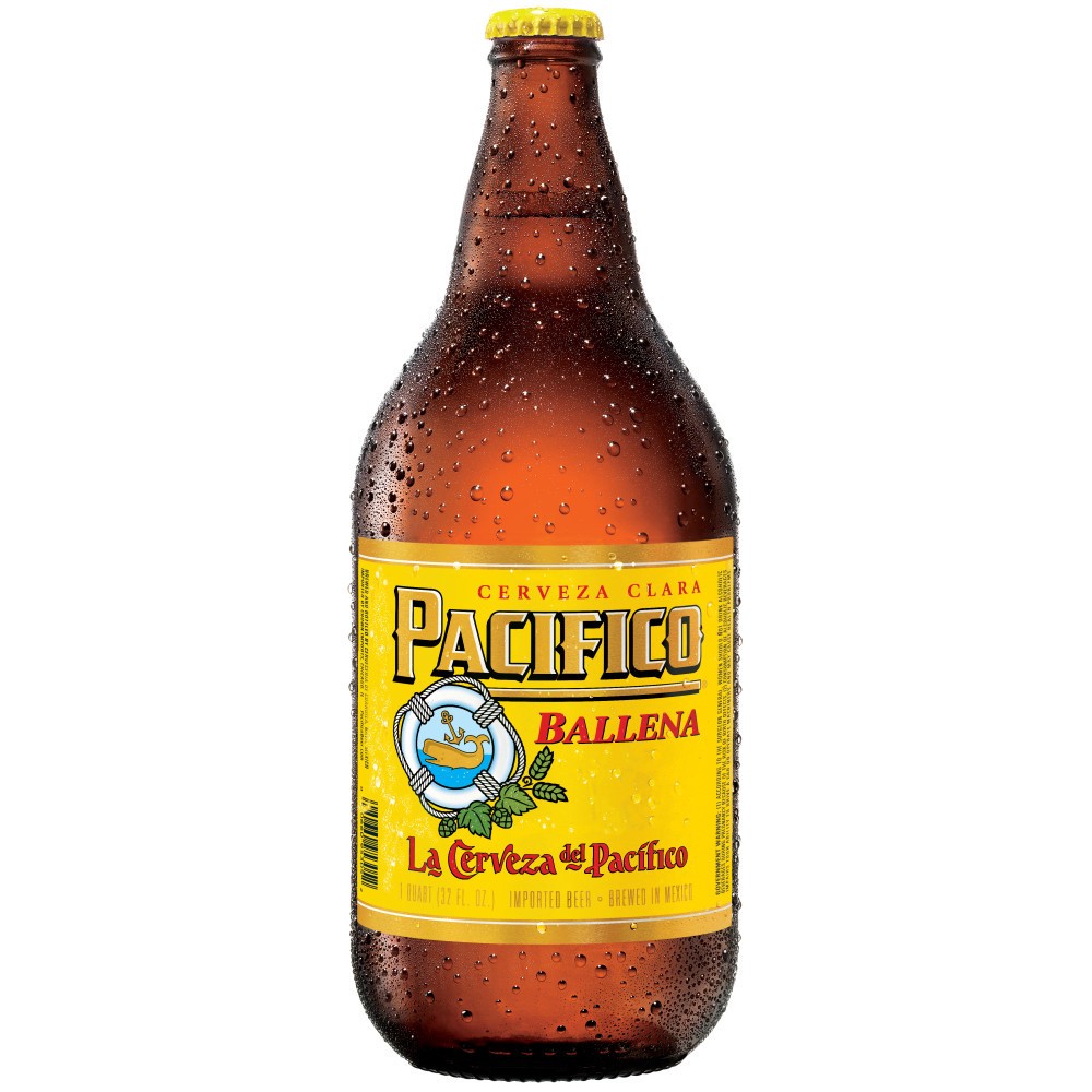 slide 1 of 7, Pacifico Clara Ballena Mexican Lager Import Beer, 32 fl oz Bottle, 4.4% ABV, 32 fl oz