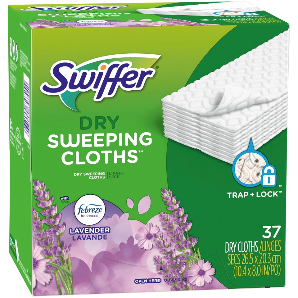 slide 2 of 2, Swiffer with Febreze Lavender Vanilla & Comfort Sweeper Dry Sweeping Cloths, 37 ct