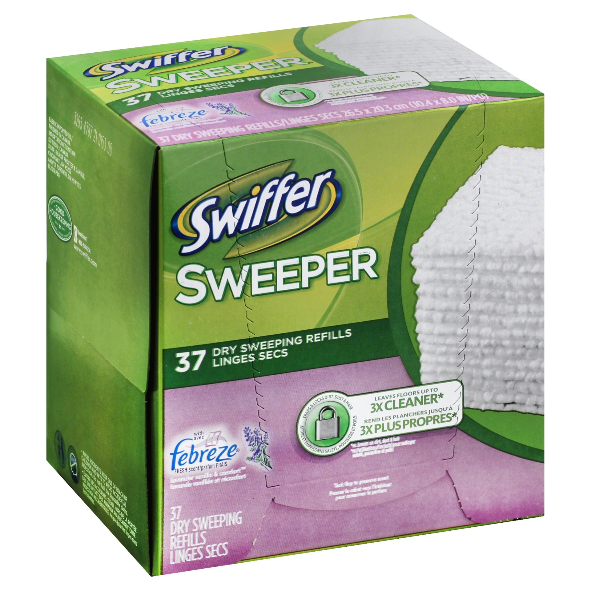slide 1 of 2, Swiffer with Febreze Lavender Vanilla & Comfort Sweeper Dry Sweeping Cloths, 37 ct