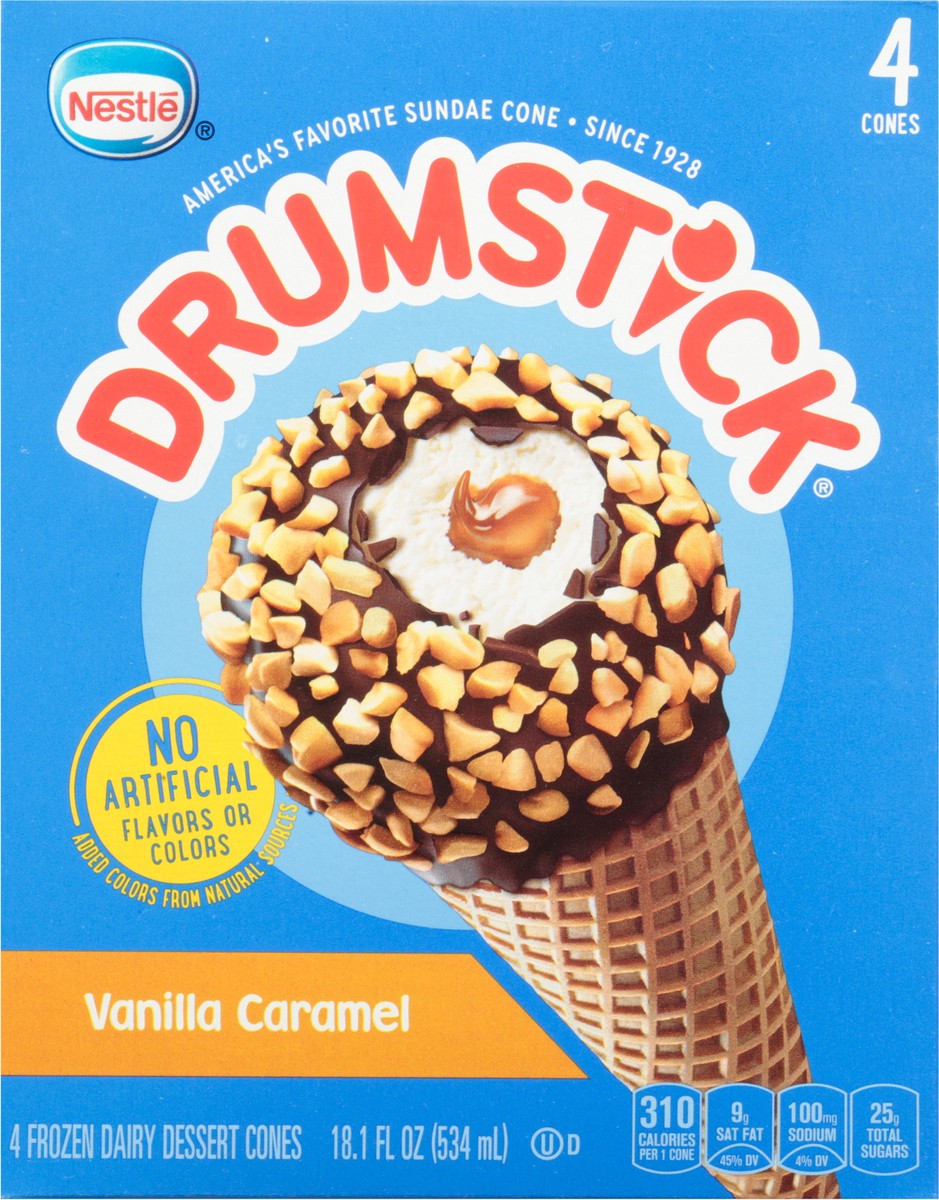 slide 5 of 14, Drumstick Vanilla Caramel Frozen Dairy Dessert Cones 4 ea, 4 ct