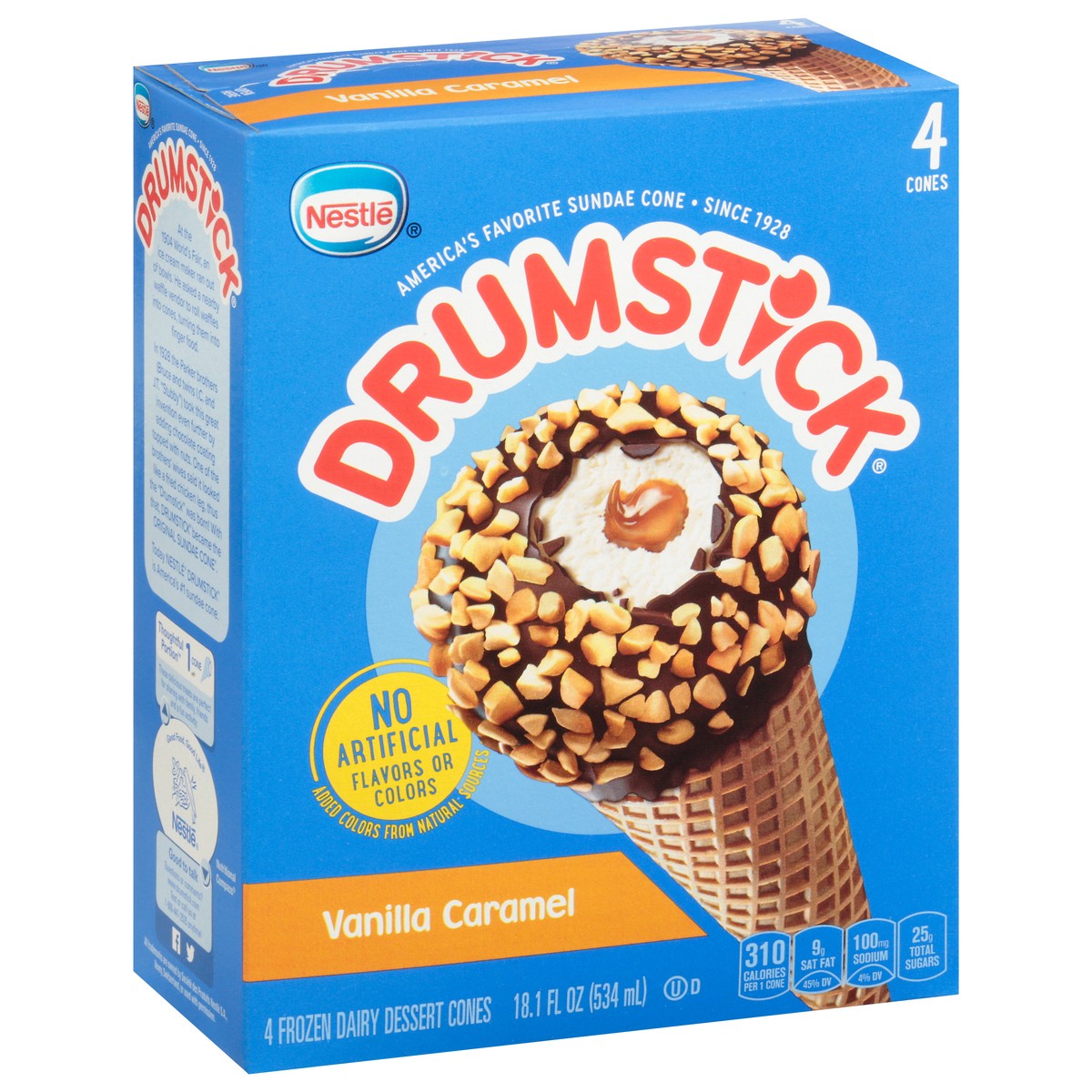 slide 3 of 14, Drumstick Vanilla Caramel Frozen Dairy Dessert Cones 4 ea, 4 ct