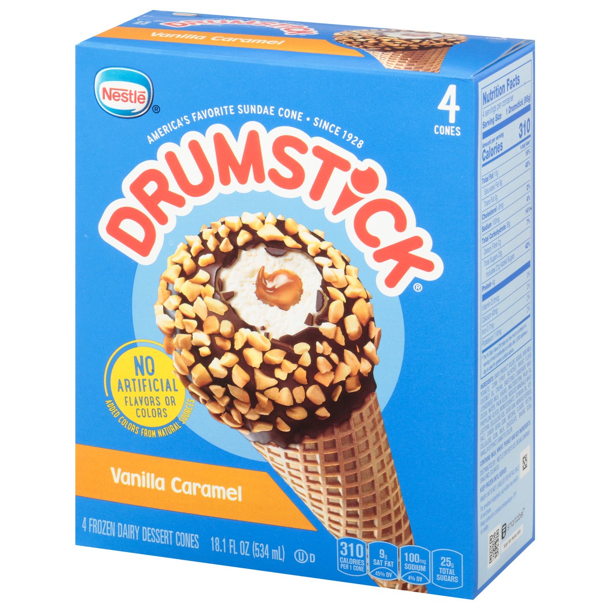 slide 14 of 14, Drumstick Vanilla Caramel Frozen Dairy Dessert Cones 4 ea, 4 ct