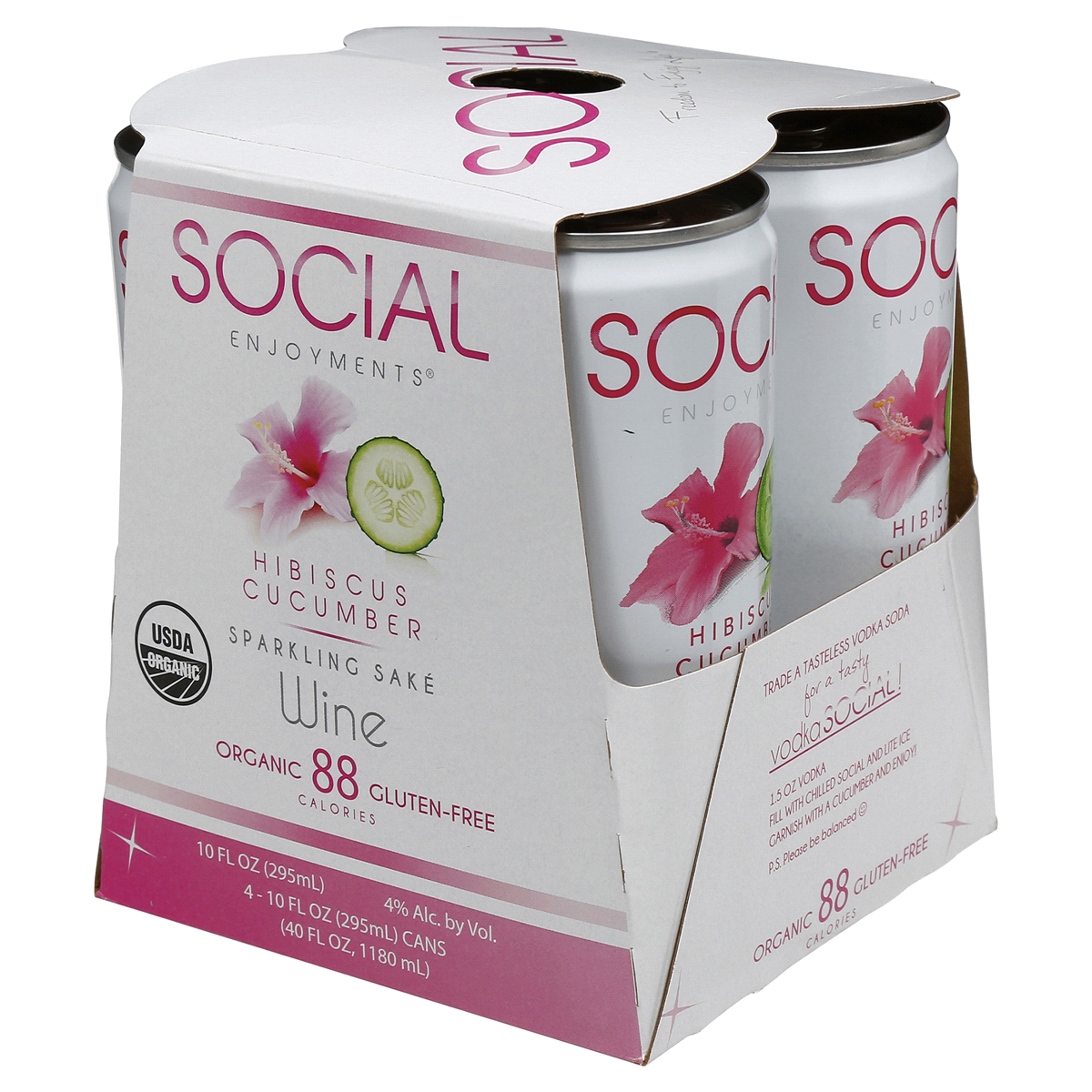 SOCIAL Sparkling Wine Organic Hibiscus Cucumber Sparkling Saké Wine Shipt