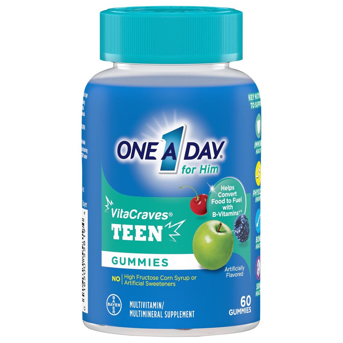 slide 1 of 8, One A Day Teen Multivitamin Gummies for Him, 60 ct