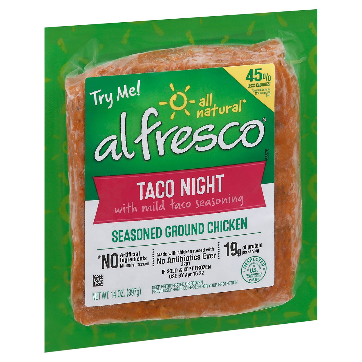 slide 2 of 9, Al Fresco Seasoned Ground Chicken - Taco Night With Mild Seasoning, 