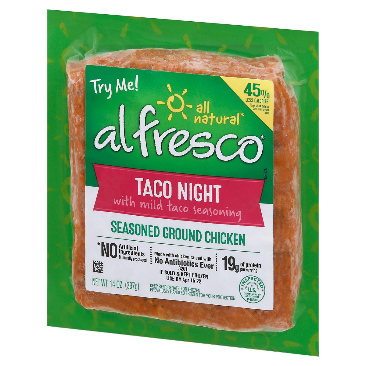 slide 3 of 9, Al Fresco Seasoned Ground Chicken - Taco Night With Mild Seasoning, 