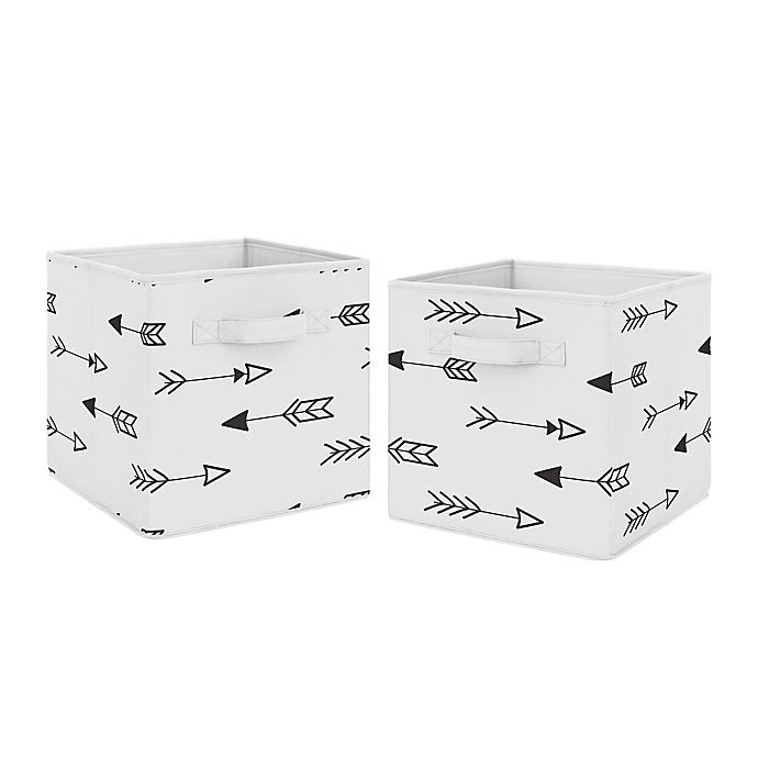 slide 1 of 2, Sweet Jojo Designs Arrow Fabric Storage Bins - Black/White, 2 ct