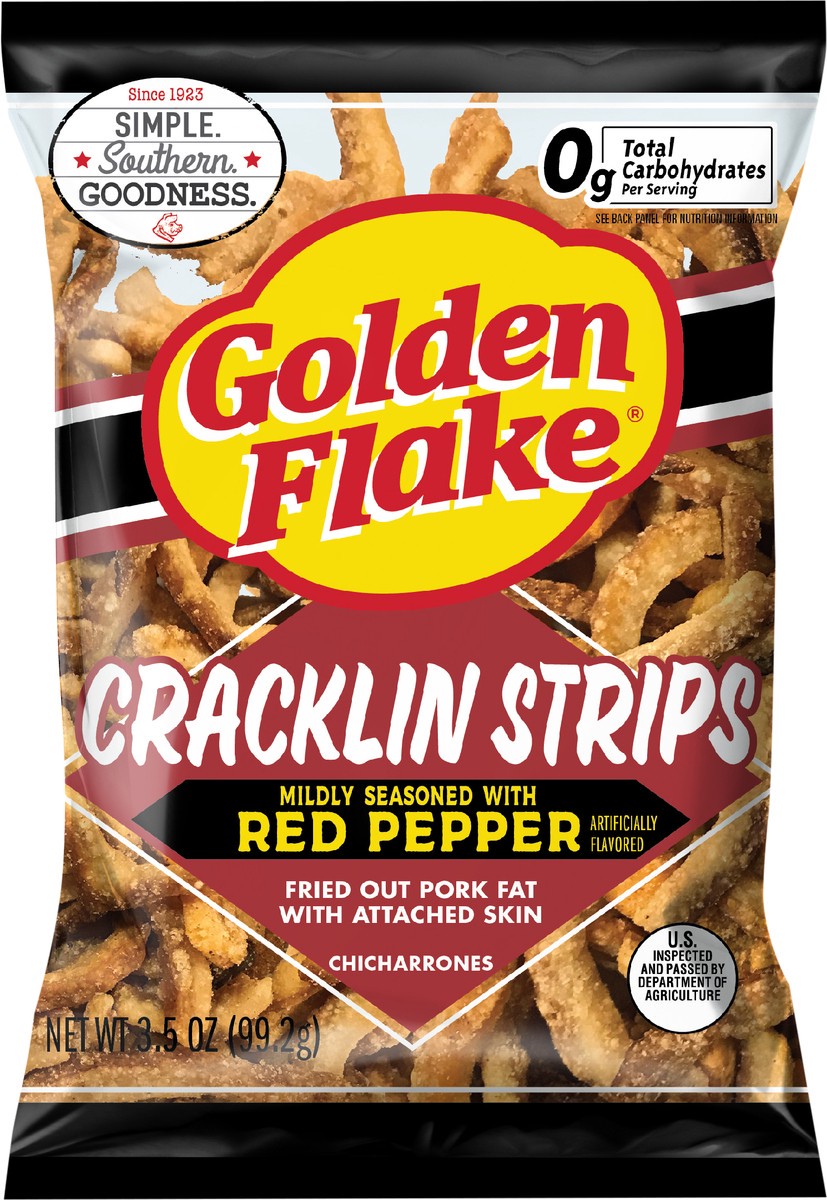 slide 6 of 7, Golden Flake 3.5 oz Golden Flake Red Pepper Cracklin Strips, 3.5 oz