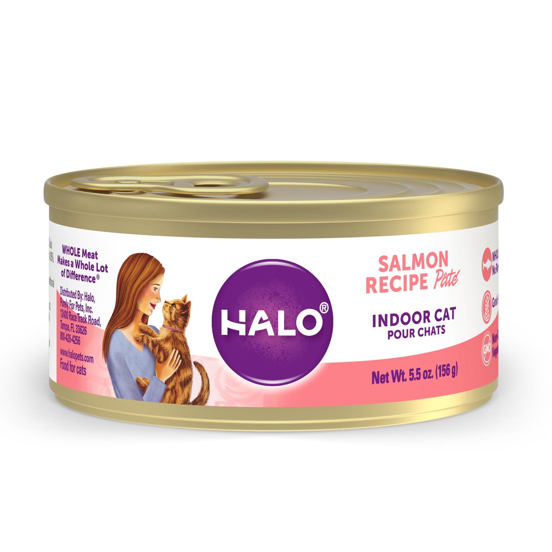 slide 1 of 1, Halo Spot's Pate Ground Salmon Recipe Canned Cat Food, 5.5 oz