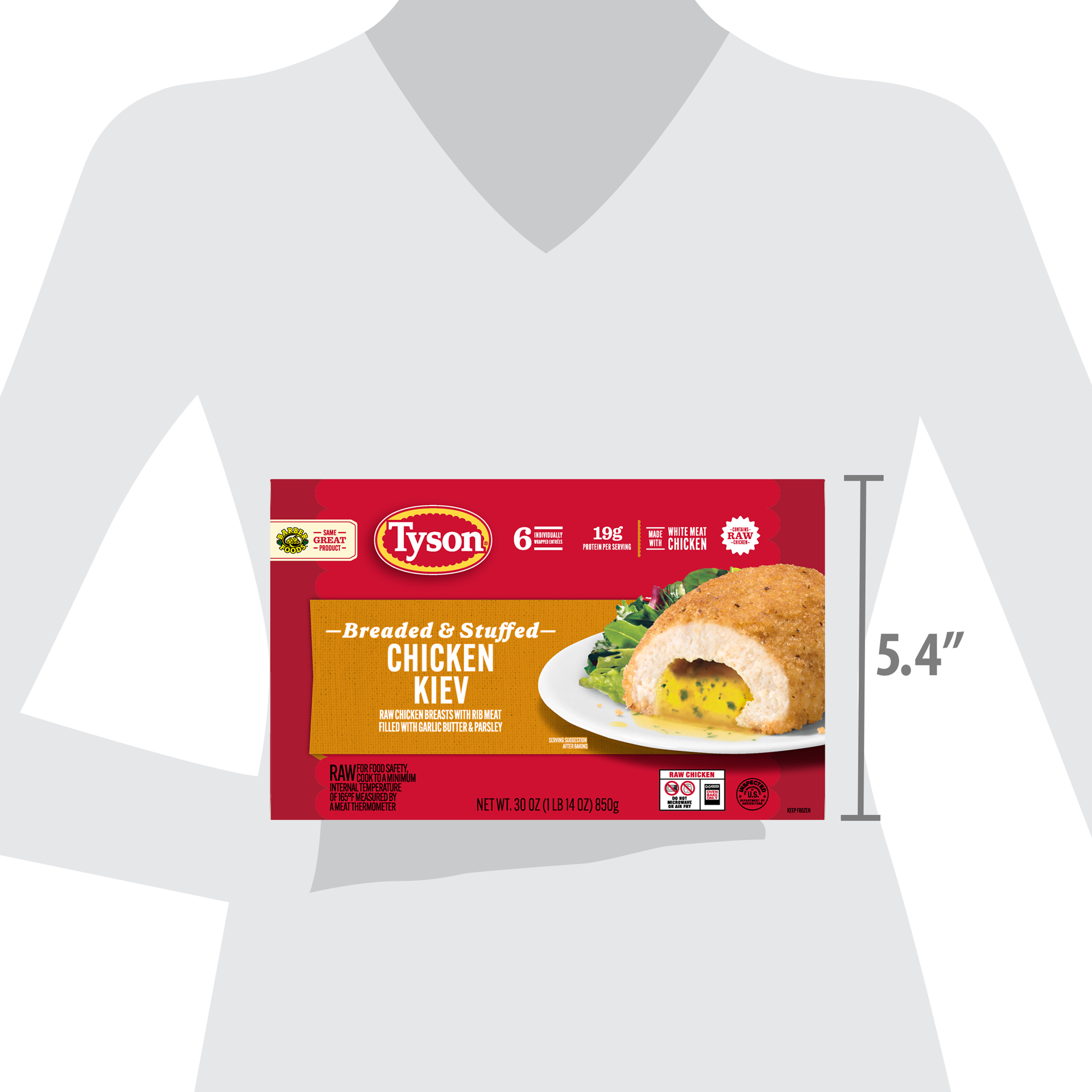 slide 2 of 10, Tyson Frozen Stuffed Chicken Breasts Kiev, 6 Count, 850.49 g