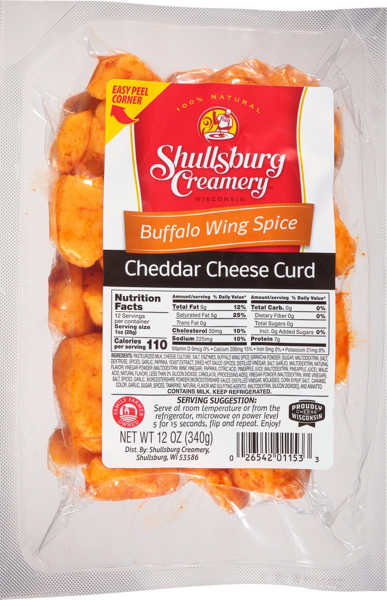 slide 3 of 10, Shullsburg Creamery Cheddar Buffalo Wing Spice Cheese Curds 12 oz, 12 oz