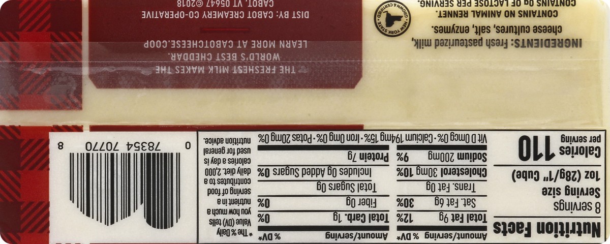 slide 4 of 10, Cabot New York Extra Sharp Cheddar Cheese, 8 oz