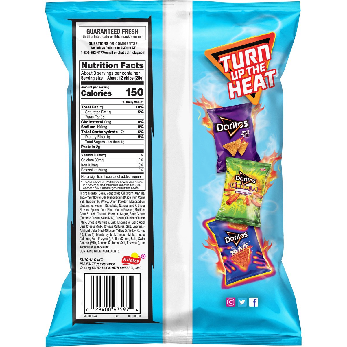 slide 9 of 9, Doritos Tortilla Chips Blazin' Buffalo & Ranch 3 1/8 Oz, 3.12 oz