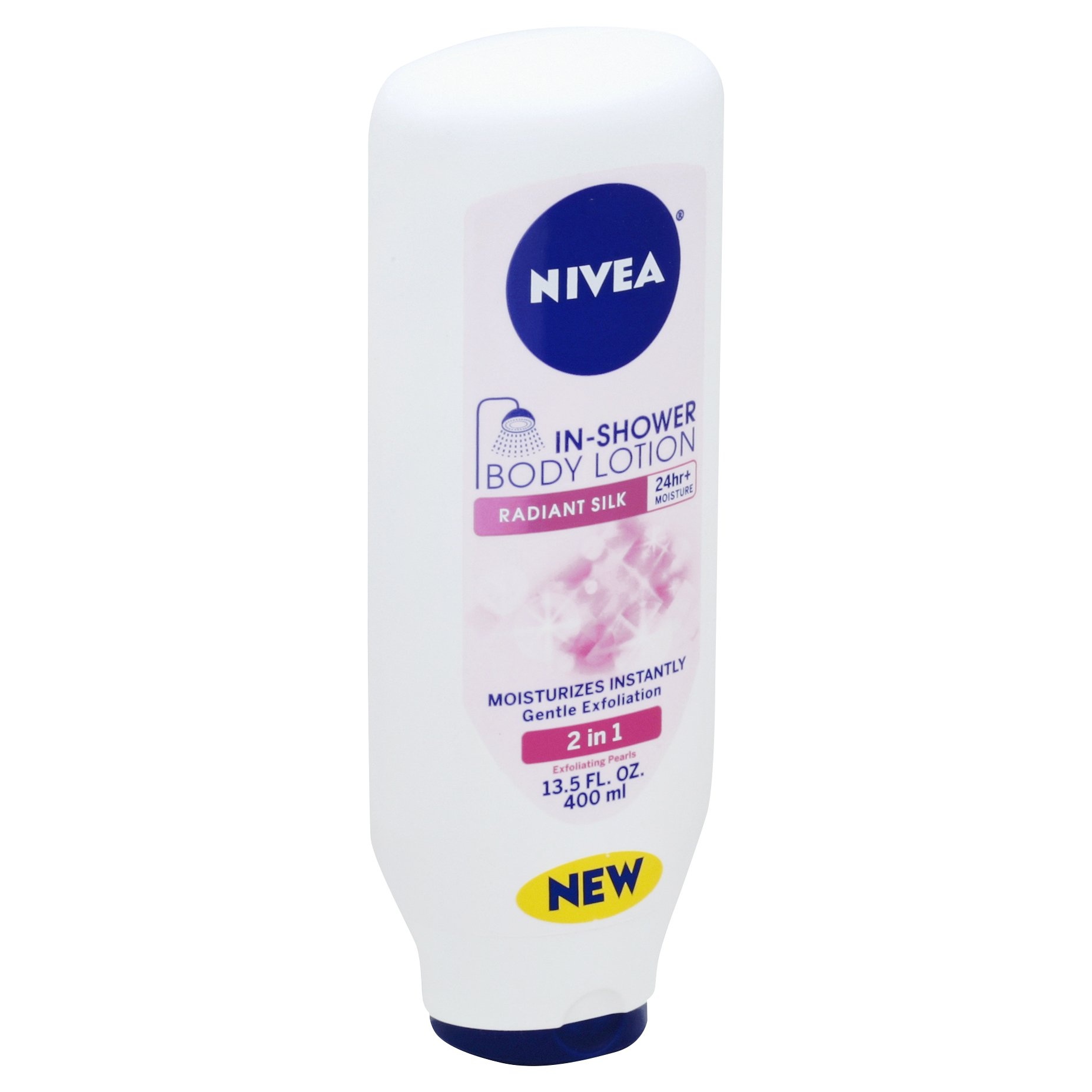 slide 1 of 1, Nivea Radiant Silk In-shower Body Lotion, 13.5 fl oz