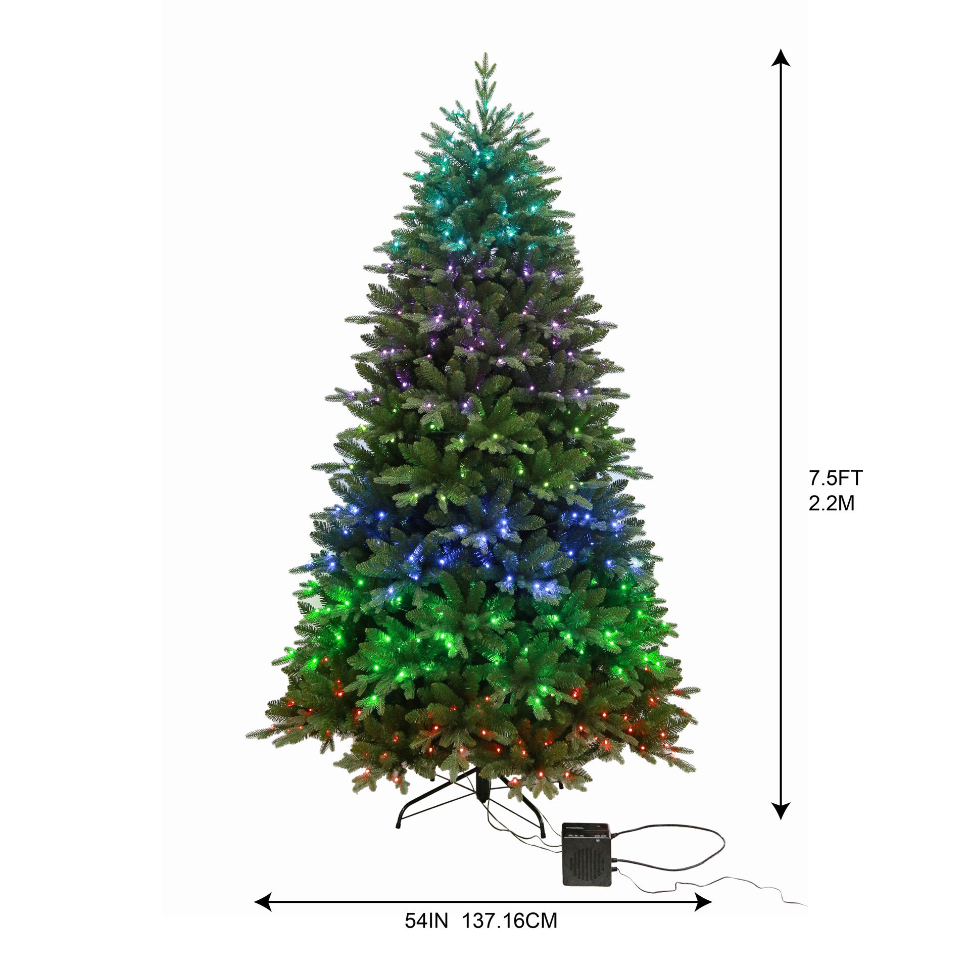 slide 2 of 7, 7.5ft. Pre-Lit Melody Spruce Artificial Christmas Tree, Music Sync Color Changing Mini Led Lights By Ashland, 7.5 ft