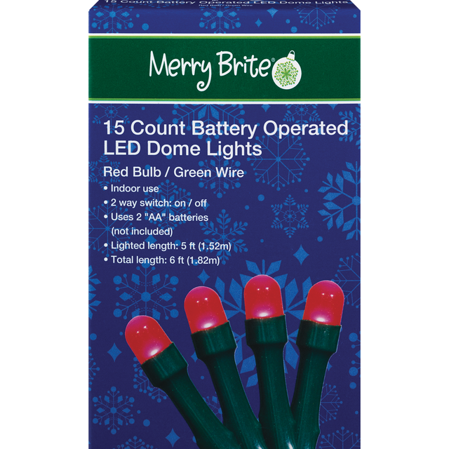 slide 1 of 1, Merry Brite Battery Operated LED Dome Lights, 15 ct