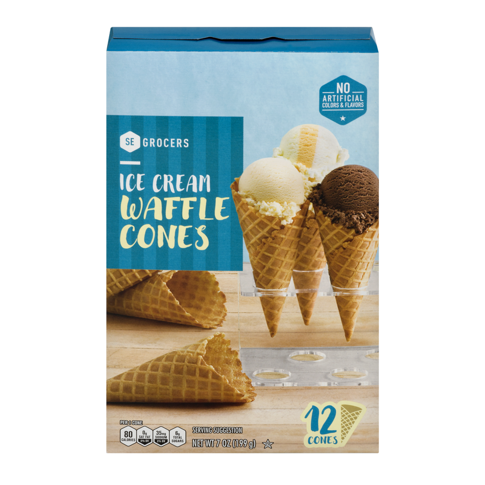 slide 1 of 1, SE Grocers Ice Cream Waffle Cones - 12 CT, 12 ct