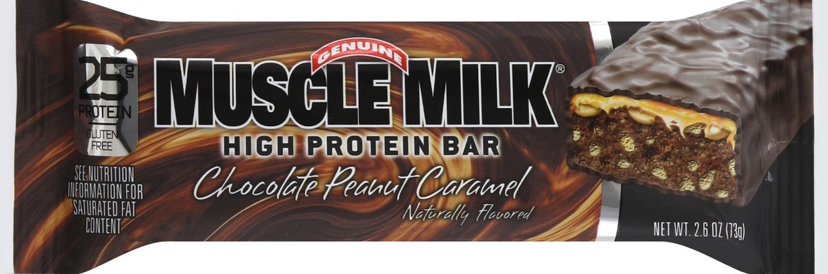 slide 5 of 6, Muscle Milk Chocolate Peanut Caramel Lean Muscle Protein Bar, 2.57 oz