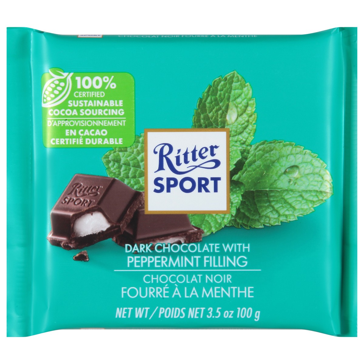 slide 1 of 9, Ritter Sport Dark Chocolate with Peppermint Filling 3.5 oz, 3.5 oz