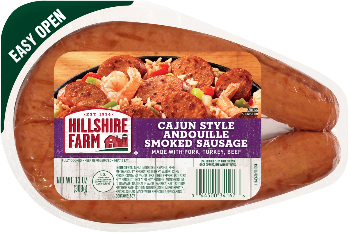 slide 4 of 6, Hillshire Farm Cajun Style Andouille Smoked Sausage, 13 oz., 368.54 g