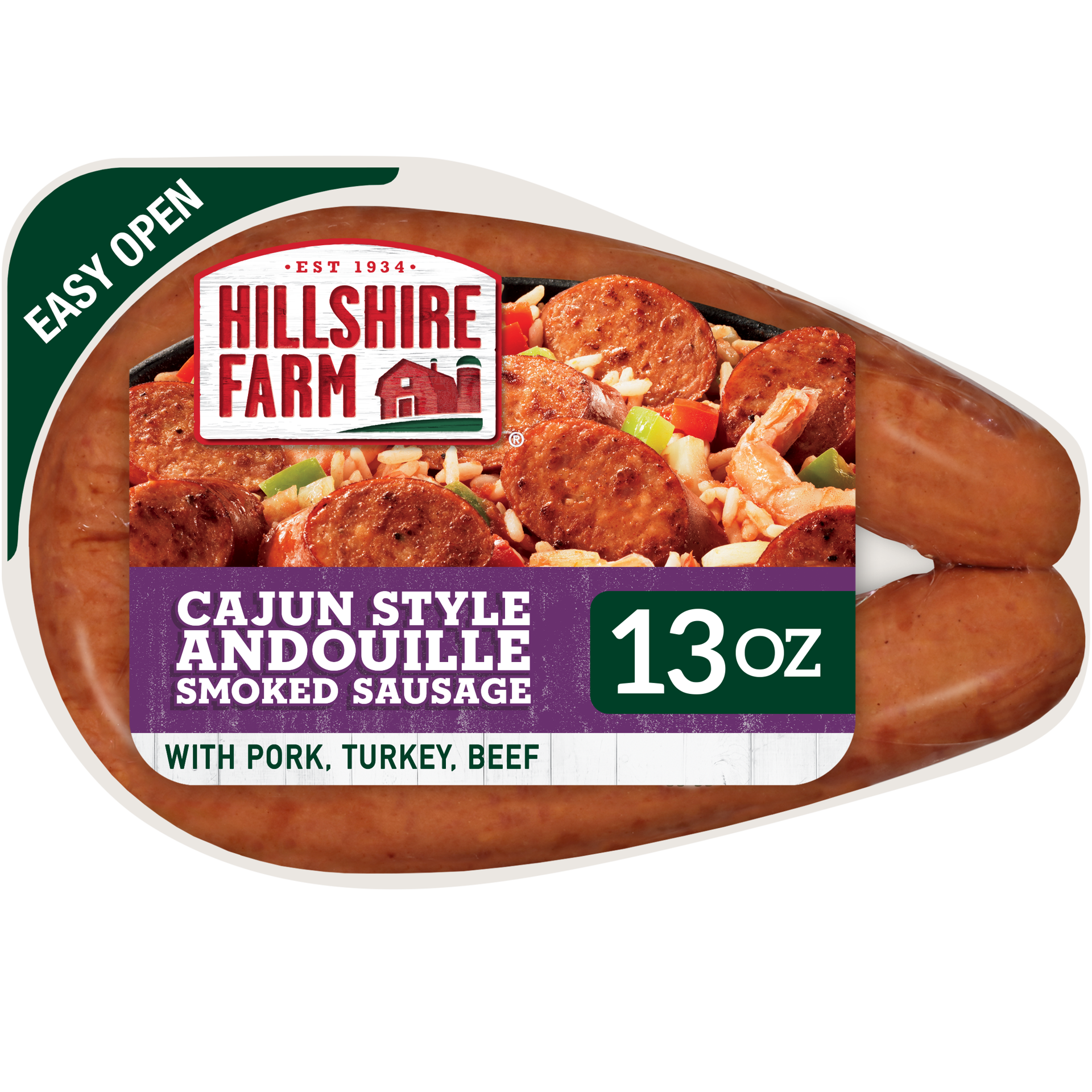 slide 1 of 6, Hillshire Farm Cajun Style Andouille Smoked Sausage, 13 oz., 368.54 g