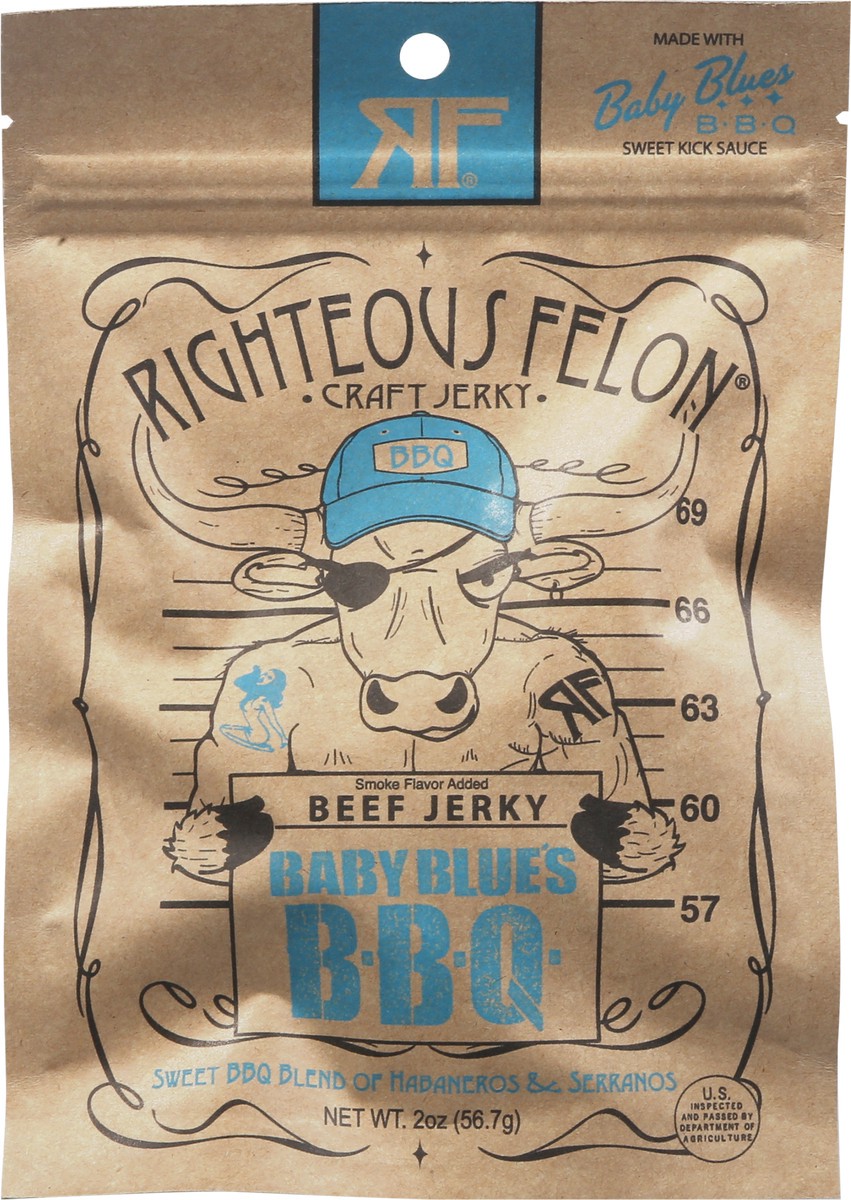 slide 8 of 13, Righteous Felon Baby Blue's BBQ Beef Jerky 2 oz, 2 oz