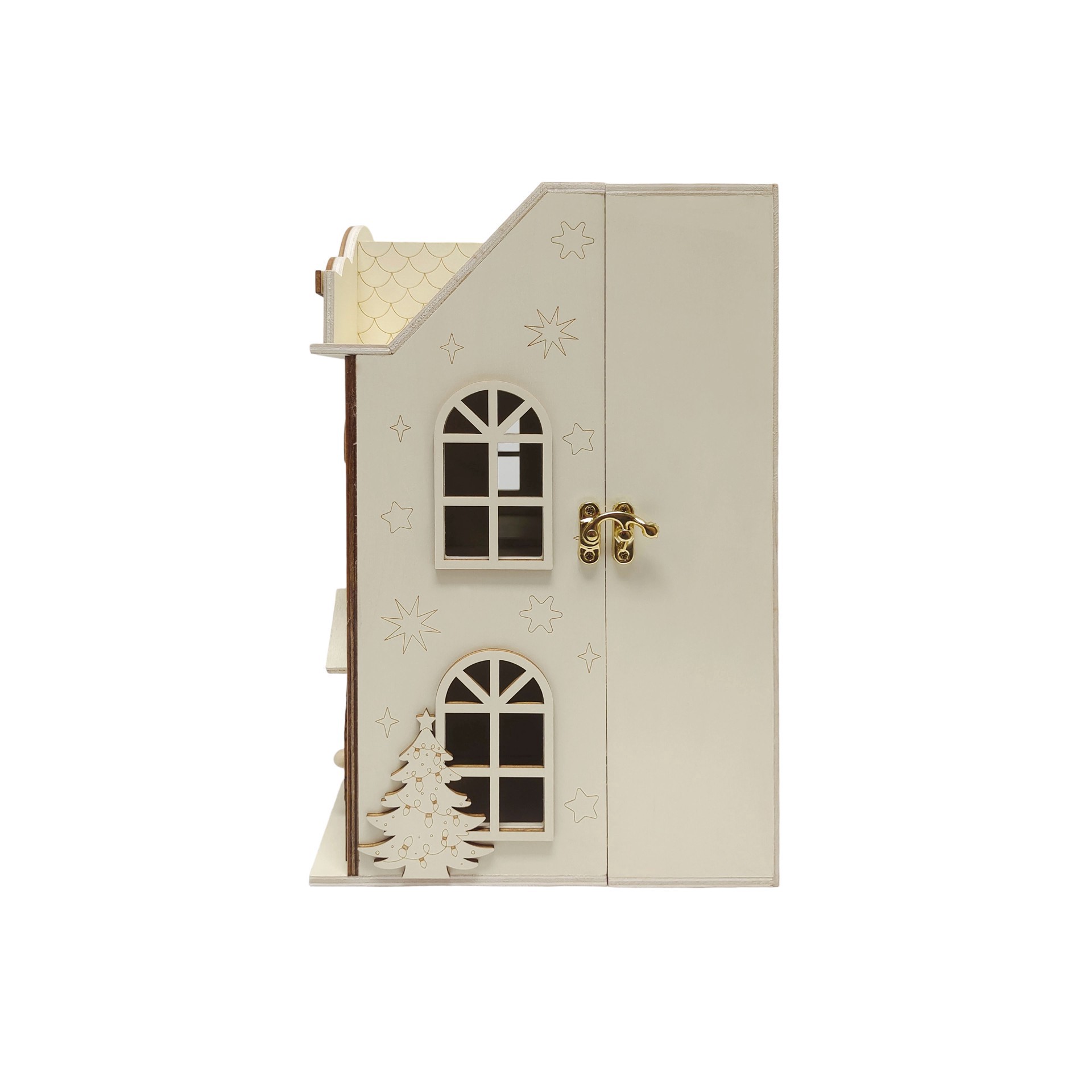 slide 3 of 4, 12" Christmas Shop Diy Wood Dollhouse By Make Market, 75 in x 9 in x 12 in