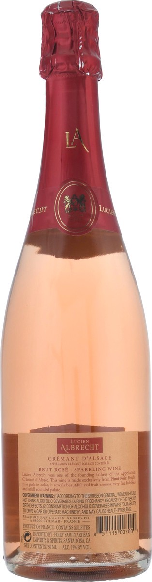 slide 11 of 12, Lucien Albrecht Cremant D' Alsace Brut Rose 750 ml Bottle, 750 ml