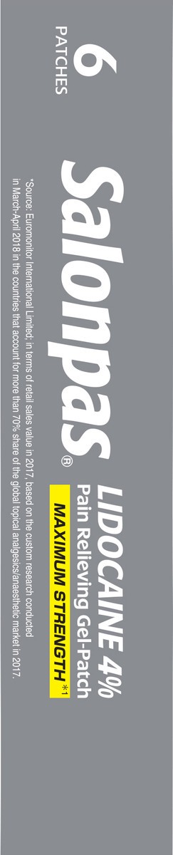 slide 10 of 11, Salonpas Maximum Strength Patches Pain Relieving Gel-Patch 6 ea, 6 ct