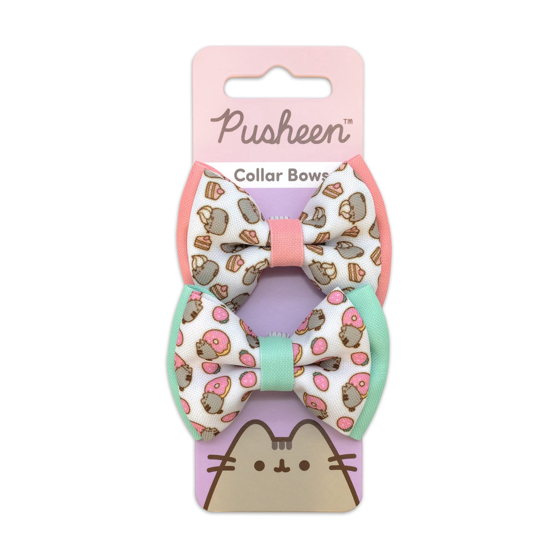 slide 1 of 1, Pusheen Pink and Blue Cake Cat Bows, Assorted, Pack of 2, 1 ct
