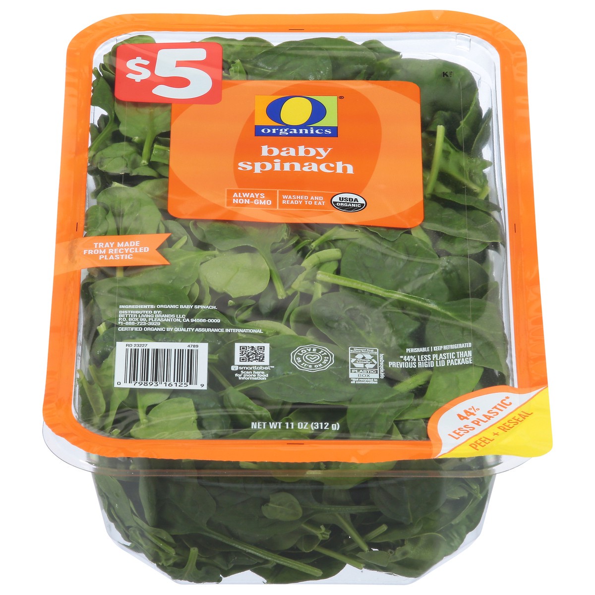 slide 3 of 4, O Organics Baby Spinach - 11 Oz, 11 oz