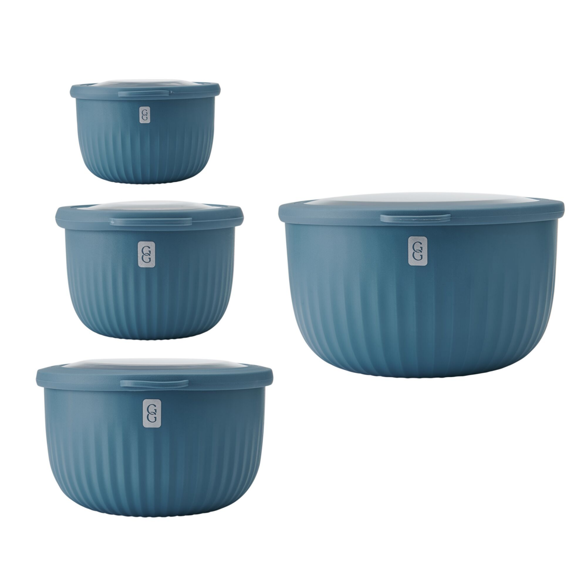 slide 2 of 2, Grand Gourmet Ribbed Bowl Set with Lids 8pc, 8 ct