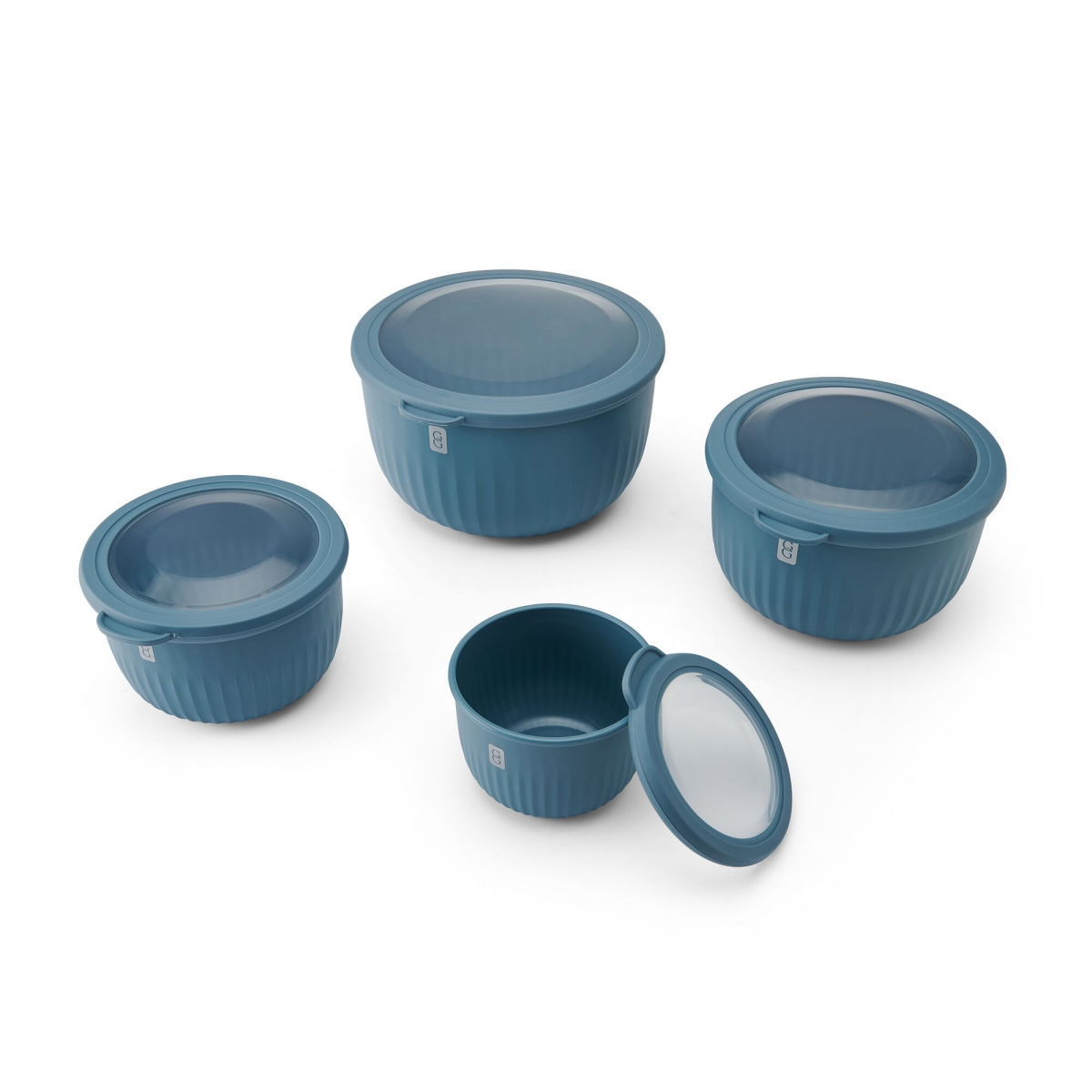 slide 1 of 2, Grand Gourmet Ribbed Bowl Set with Lids 8pc, 8 ct